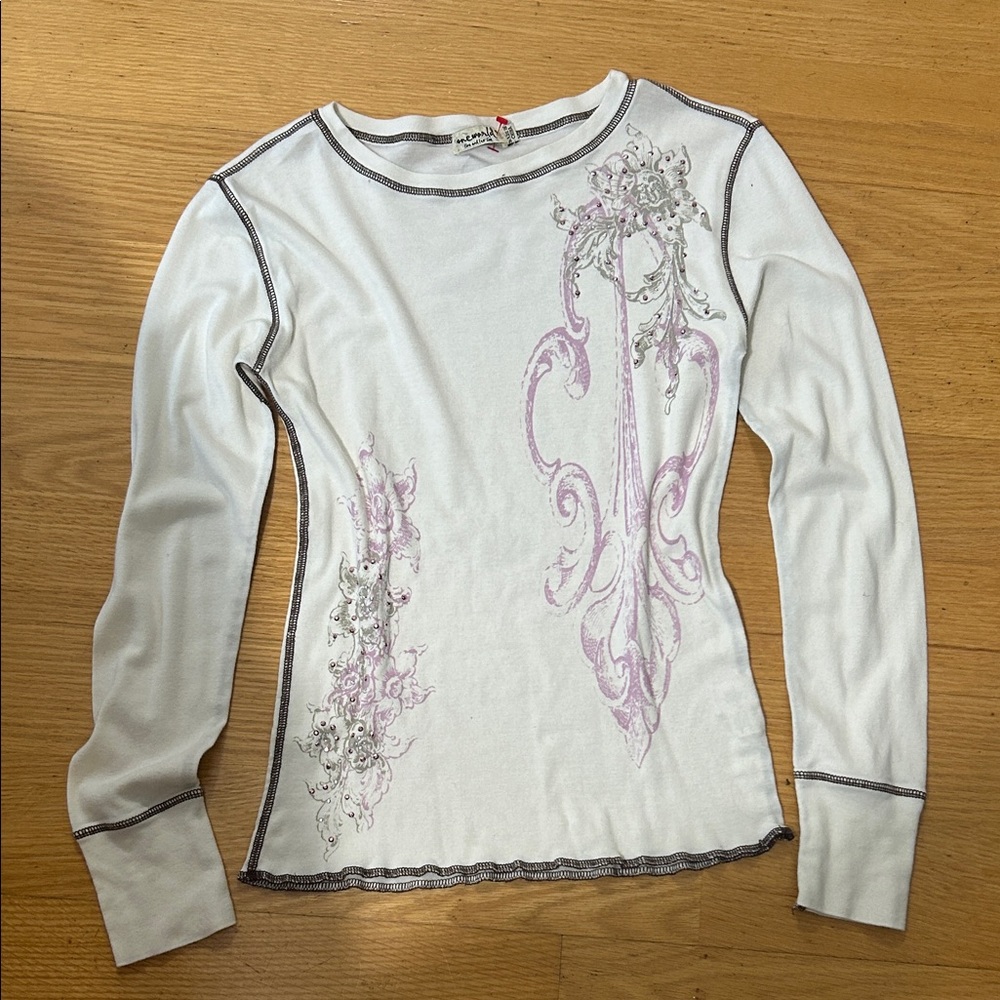 White y2k Thermal/Long-sleeve, S
